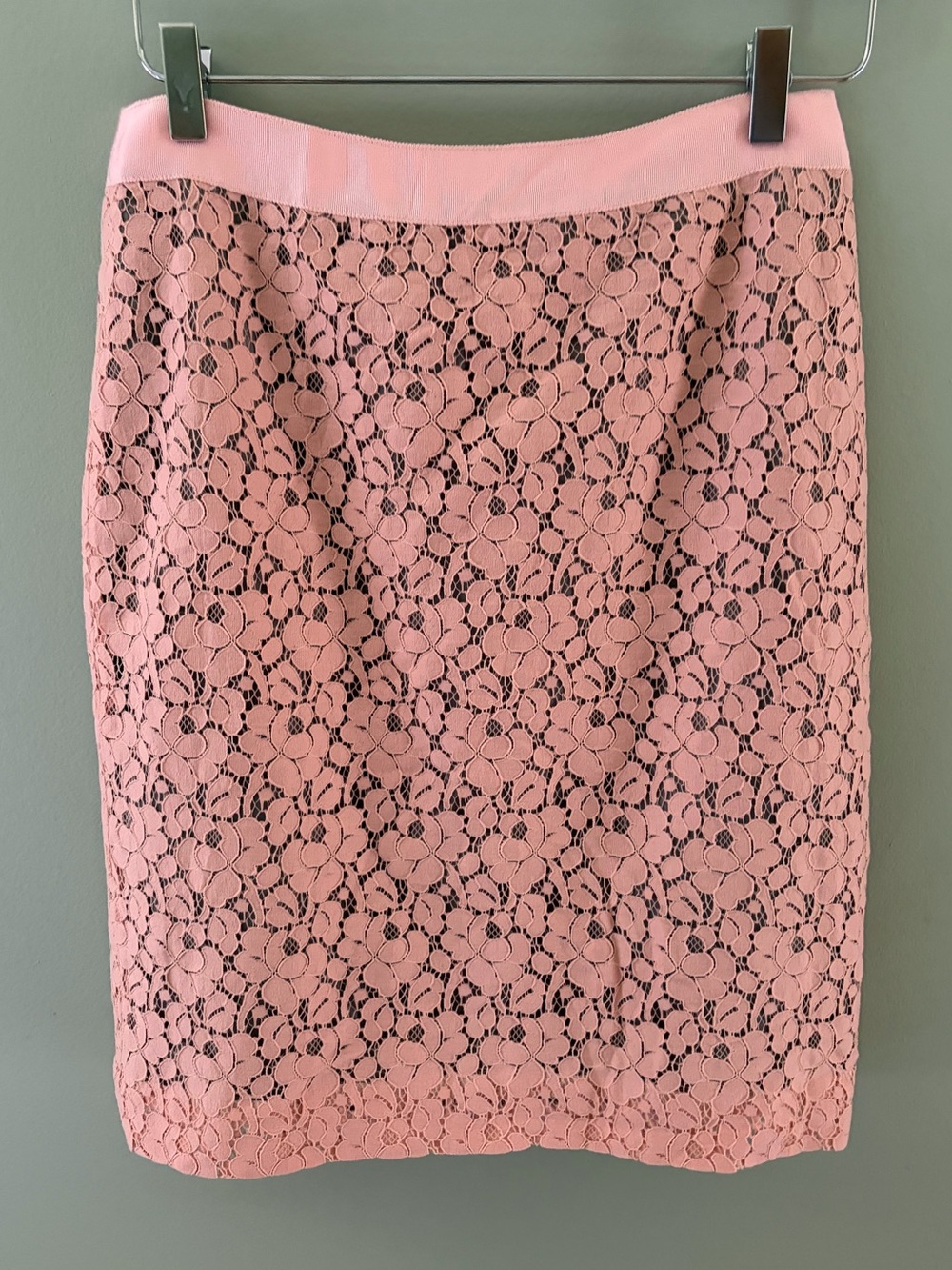 J. Crew pale pink floral lace pencil skirt size 4